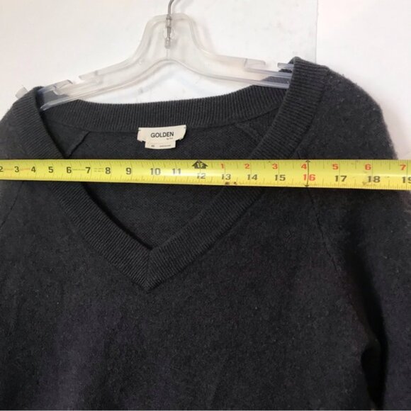 Aritzia Golden TNA Stowe Cashmere Wool V Neck Pullover Sweater Ribbed Layer Top - Picture 12 of 15